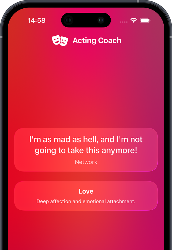 Acting Coach app preview on iPhone